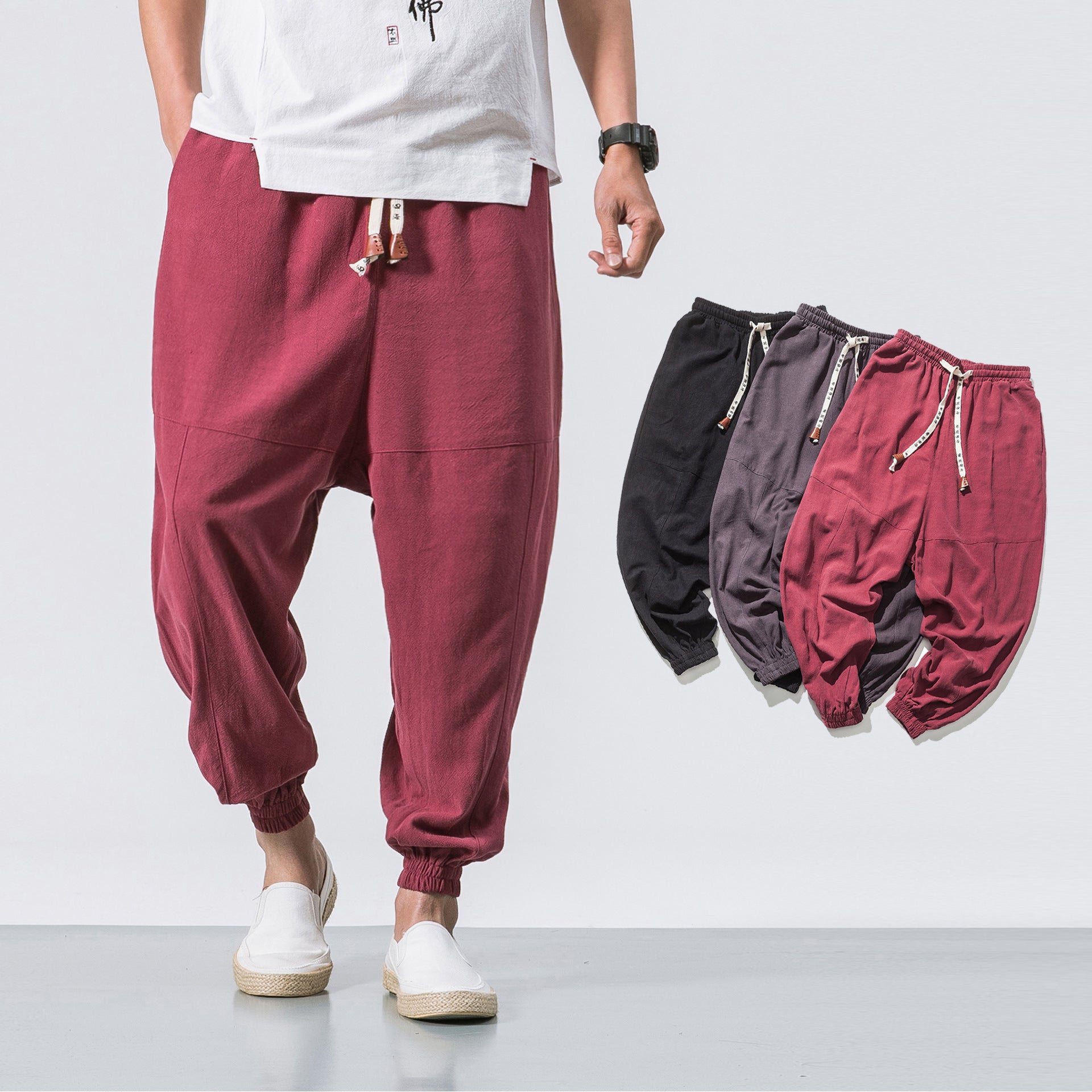 Men’s Hip Hop Streetwear Jogger Pants – Elastic Waist, Drawstring, Tapered Sweatpants with Pockets for Gym and Casual Wear