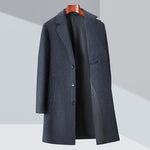 Men's Business Casual Woolen Trench Coat | Light Business Solid Color Overcoat | Classic Black, Gray, & Champagne Styles