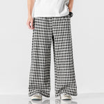 Men’s Summer Cotton Linen Plaid Baggy Pants – Chinese Style, Loose Fit, Plus Size Casual Trousers
