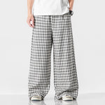 Men’s Summer Cotton Linen Plaid Baggy Pants – Chinese Style, Loose Fit, Plus Size Casual Trousers
