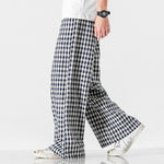 Men’s Summer Cotton Linen Plaid Baggy Pants – Chinese Style, Loose Fit, Plus Size Casual Trousers