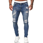 Men’s Street Style Ripped Skinny Jeans – Vintage Wash Slim Fit Pencil Denim Pants