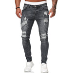 Men’s Street Style Ripped Skinny Jeans – Vintage Wash Slim Fit Pencil Denim Pants