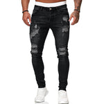Men’s Street Style Ripped Skinny Jeans – Vintage Wash Slim Fit Pencil Denim Pants