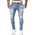 Men’s Street Style Ripped Skinny Jeans – Vintage Wash Slim Fit Pencil Denim Pants
