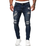 Men’s Street Style Ripped Skinny Jeans – Vintage Wash Slim Fit Pencil Denim Pants