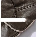 Men’s Plush Lapel Leather Jacket – Winter Warm Fleece Lined Single-Breasted Long Coat