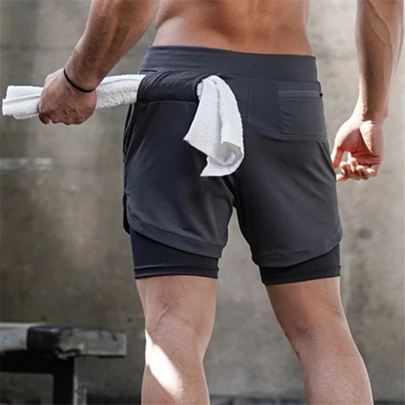Men’s 2-in-1 Running Shorts – Quick-Dry Double-Layer Gym, Fitness, Jogging & Workout Pants