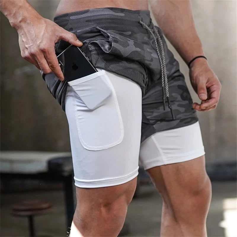 Men’s 2-in-1 Running Shorts – Quick-Dry Double-Layer Gym, Fitness, Jogging & Workout Pants