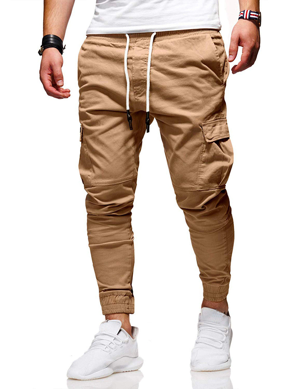 Men Jogger Pants – New Fashion Sweatpants with Belt, Cotton Fitness Trousers for Autumn Casual Wear
