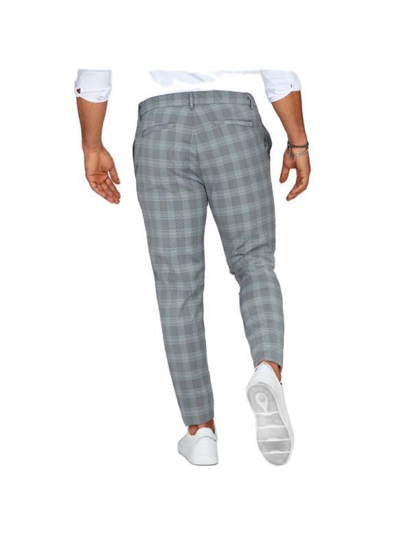 Plaid Print Pants Men's Casual Trousers – Lightweight Loose Fit Workwear Pants for Daily Comfort