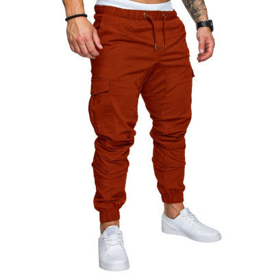 Men’s Casual Pencil Pants – Loose Cotton Blend Trousers with Belt, Comfortable Mid-Waist Youth Pants