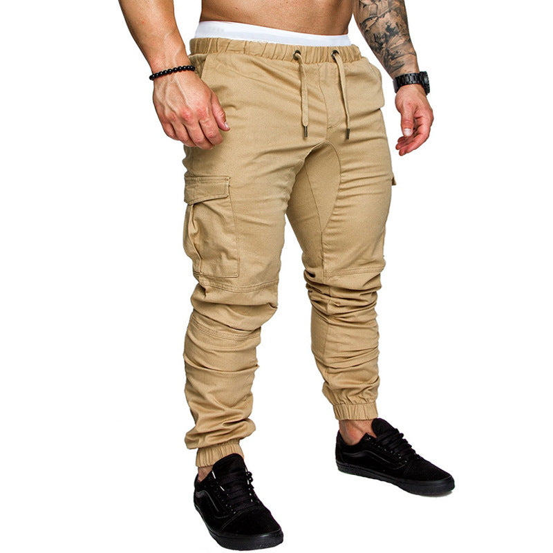 Men’s Casual Pencil Pants – Loose Cotton Blend Trousers with Belt, Comfortable Mid-Waist Youth Pants