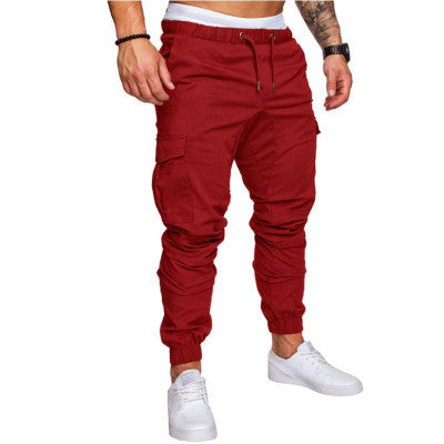 Men’s Casual Pencil Pants – Loose Cotton Blend Trousers with Belt, Comfortable Mid-Waist Youth Pants