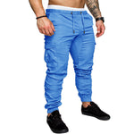 Men’s Casual Pencil Pants – Loose Cotton Blend Trousers with Belt, Comfortable Mid-Waist Youth Pants