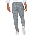 Men’s Loose and Thin Casual Trousers – Grid Pattern Mid-Waist Pants with Pocket Detail for Daily Style