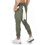 Men’s Sports Trousers – Fitness, Running, and Training Pants with Hanging Towel Design, Cotton, Small-Foot Style