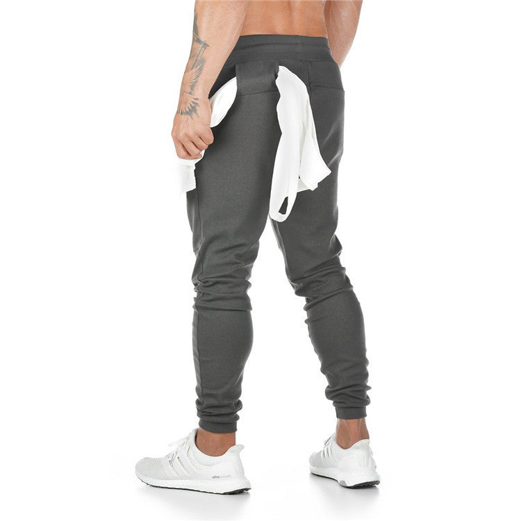 Men’s Sports Trousers – Fitness, Running, and Training Pants with Hanging Towel Design, Cotton, Small-Foot Style