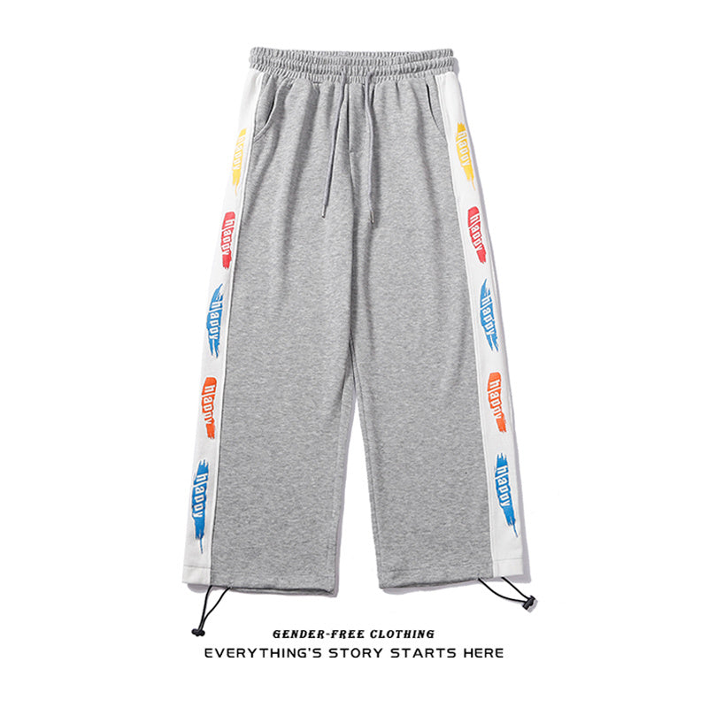 Men’s & Women’s Printed Drawstring Trousers – Loose Straight-Waist Cotton Pants, Casual Summer Style, Sizes M-XXL