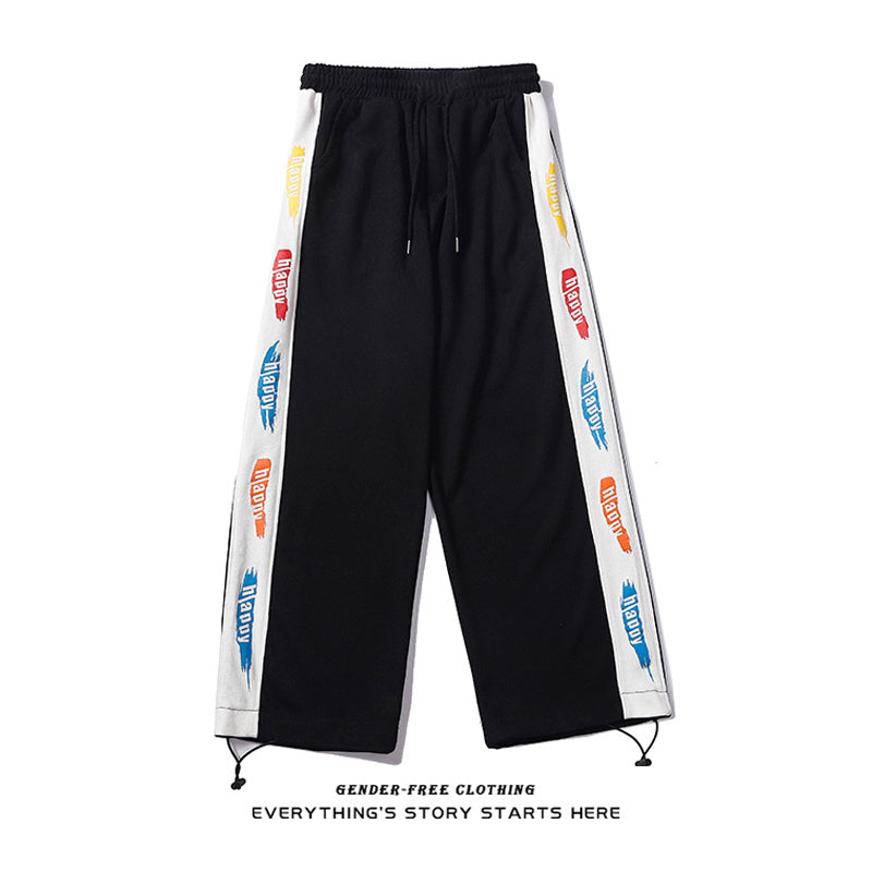 Men’s & Women’s Printed Drawstring Trousers – Loose Straight-Waist Cotton Pants, Casual Summer Style, Sizes M-XXL
