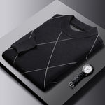 Trendy Rhombus Knitted Sweater – Large Size Pullover for Adults, Casual Long Sleeve Chenille Style