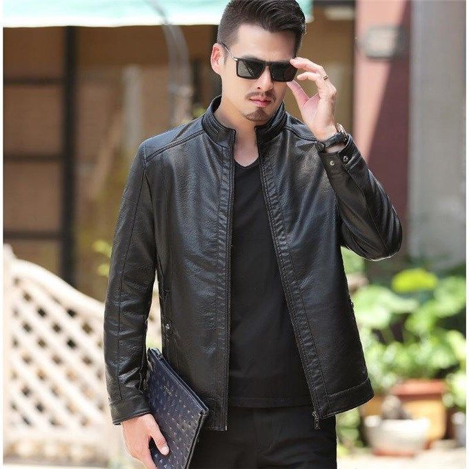 Men’s Winter Leather Jacket – Hooded PU Biker Coat with Oblique Zipper and Warm Down Design
