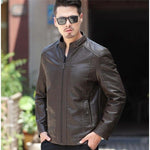 Men’s Winter Leather Jacket – Hooded PU Biker Coat with Oblique Zipper and Warm Down Design