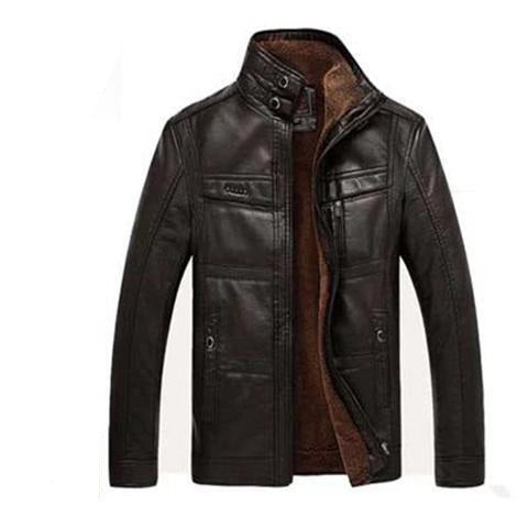 Men’s Winter Leather Jacket – Hooded PU Biker Coat with Oblique Zipper and Warm Down Design