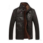 Men’s Winter Leather Jacket – Hooded PU Biker Coat with Oblique Zipper and Warm Down Design