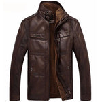 Men’s Winter Leather Jacket – Hooded PU Biker Coat with Oblique Zipper and Warm Down Design