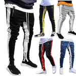 Men’s Strappy Zippered Sports Trousers – High Waist Tight-Fit Athletic Pants with Belt