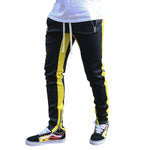 Men’s Strappy Zippered Sports Trousers – High Waist Tight-Fit Athletic Pants with Belt