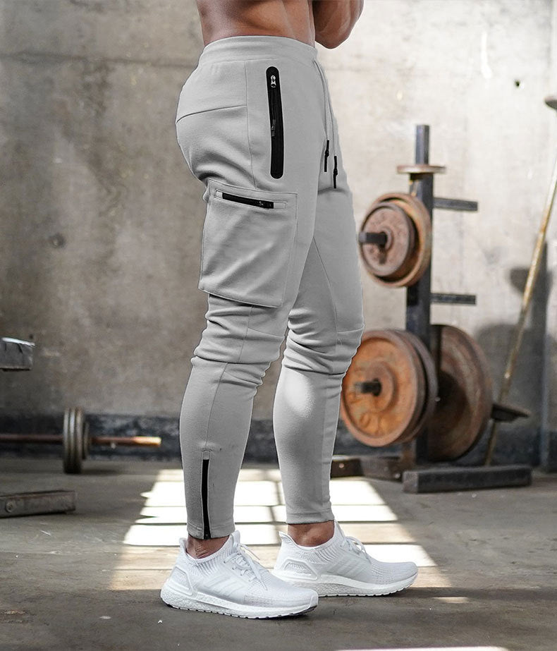 Men’s Sports Trousers – Fitness, Running, and Training Pants with Hanging Towel Design, Cotton, Small-Foot Style