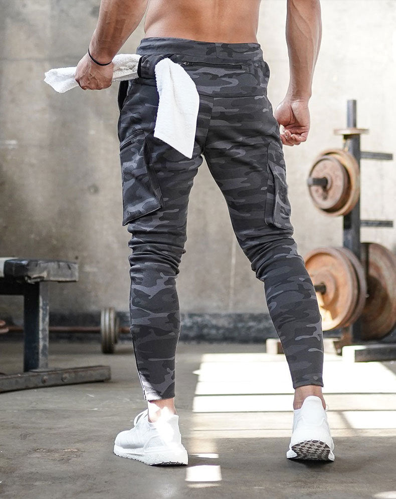 Men’s Sports Trousers – Fitness, Running, and Training Pants with Hanging Towel Design, Cotton, Small-Foot Style