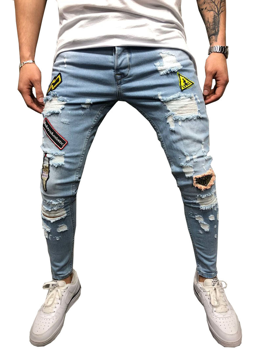 Men’s Casual Fashion Jeans – Retro Pencil Pants, Low Waist Cotton-Polyester Blend