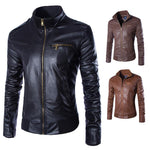 Men’s Motorcycle Leather Jacket – Stylish PU Leather Biker Coat with Polyester Lining