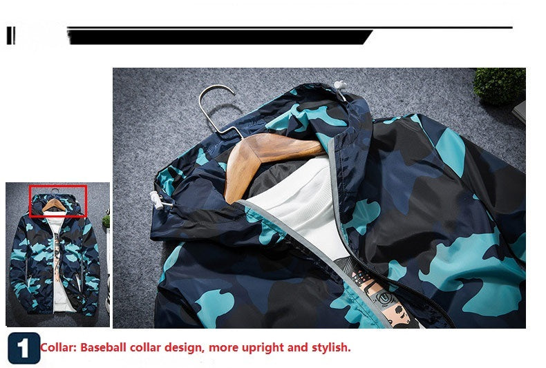 Covrlge Men’s Camouflage Jacket – Hooded Casual Luminous Zipper Coat for Spring Fashion