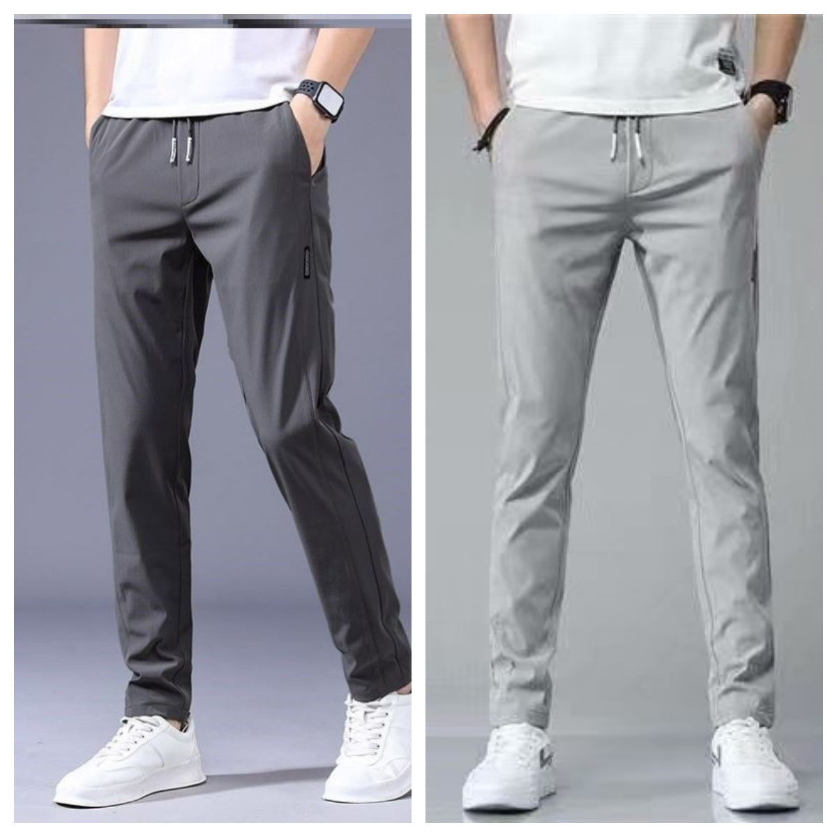 Men's Drawstring Trousers – Thin Casual Pants Korean Style Loose Straight Sweatpants for Summer