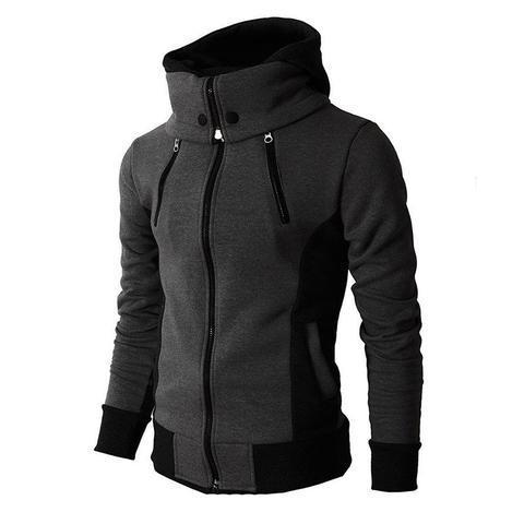 Men's Zip UP Hooded Jacket | Fake Two Piece Sports Cardigan | Casual Slim Fleece Sweatshirt Jacket