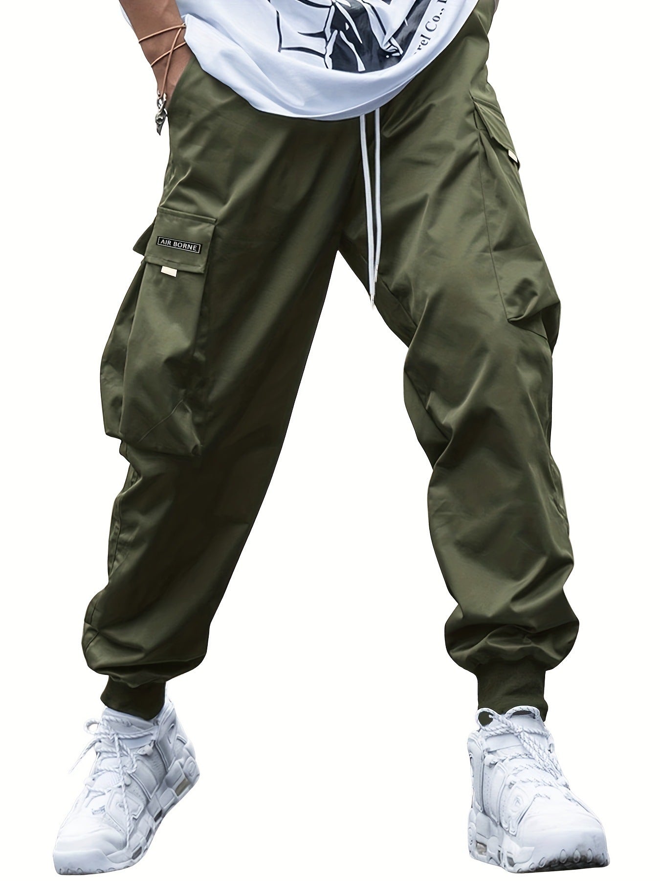 Men’s Multi-Pocket Cargo Pants – Casual Hip-Hop Drawstring Trousers for Outdoor, Streetwear, and Sports