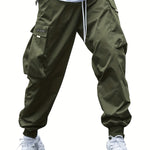 Men’s Multi-Pocket Cargo Pants – Casual Hip-Hop Drawstring Trousers for Outdoor, Streetwear, and Sports