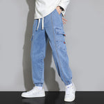 Retro Workwear Jeans for Men Loose Fit Cotton Denim Pants with Zipper Fly – Casual Spring Style