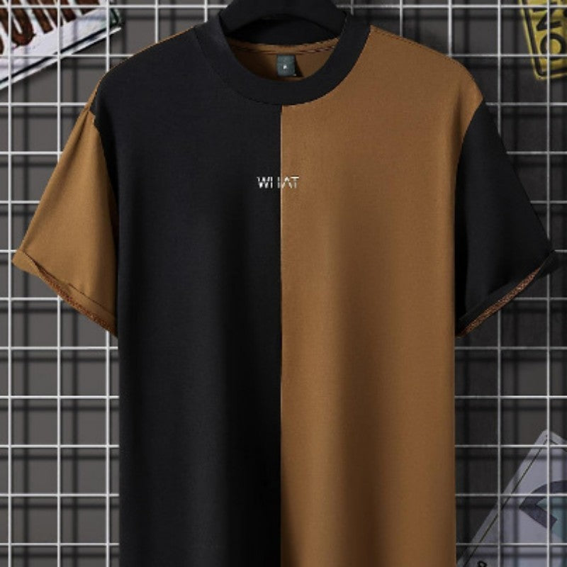 Men’s 3D Effect Color Matching T-Shirt – Stylish Short Sleeve Round Neck Top for Casual Fashion