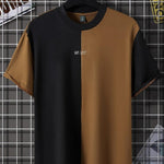 Men’s 3D Effect Color Matching T-Shirt – Stylish Short Sleeve Round Neck Top for Casual Fashion