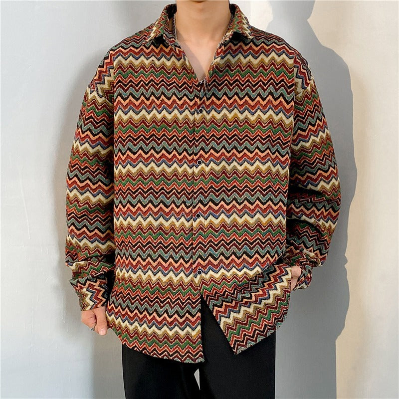 Loose Japanese-Style Retro Ethnic Long Sleeve Shirt – Autumn & Winter Cardigan for Youth Couples