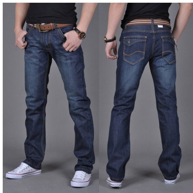 Men’s Denim Straight-Leg Pants – Trendy Long Cotton Jeans for Casual and Everyday Wear