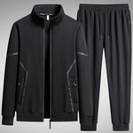 Men’s Fleece-Lined Two-Piece Sports Set – Thick Stand Collar Tracksuit for Autumn & Winter | Warm Cotton Leisure Outfit