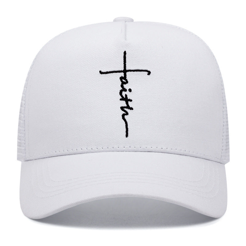Cross English Embroidery Baseball Cap – Adjustable Cotton Hat for Men & Women | Breathable Sunshade Cap