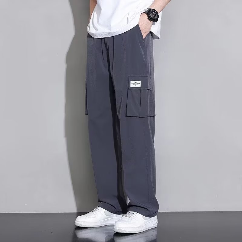 Men's Summer Ice Silk Overalls – Lightweight Cropped Pants for Casual & Outdoor Wear