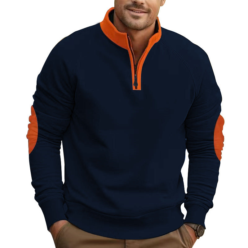 Stand Collar Half Zip Pullover Long Sleeve Coat – Casual Loose Fit Men’s Outerwear